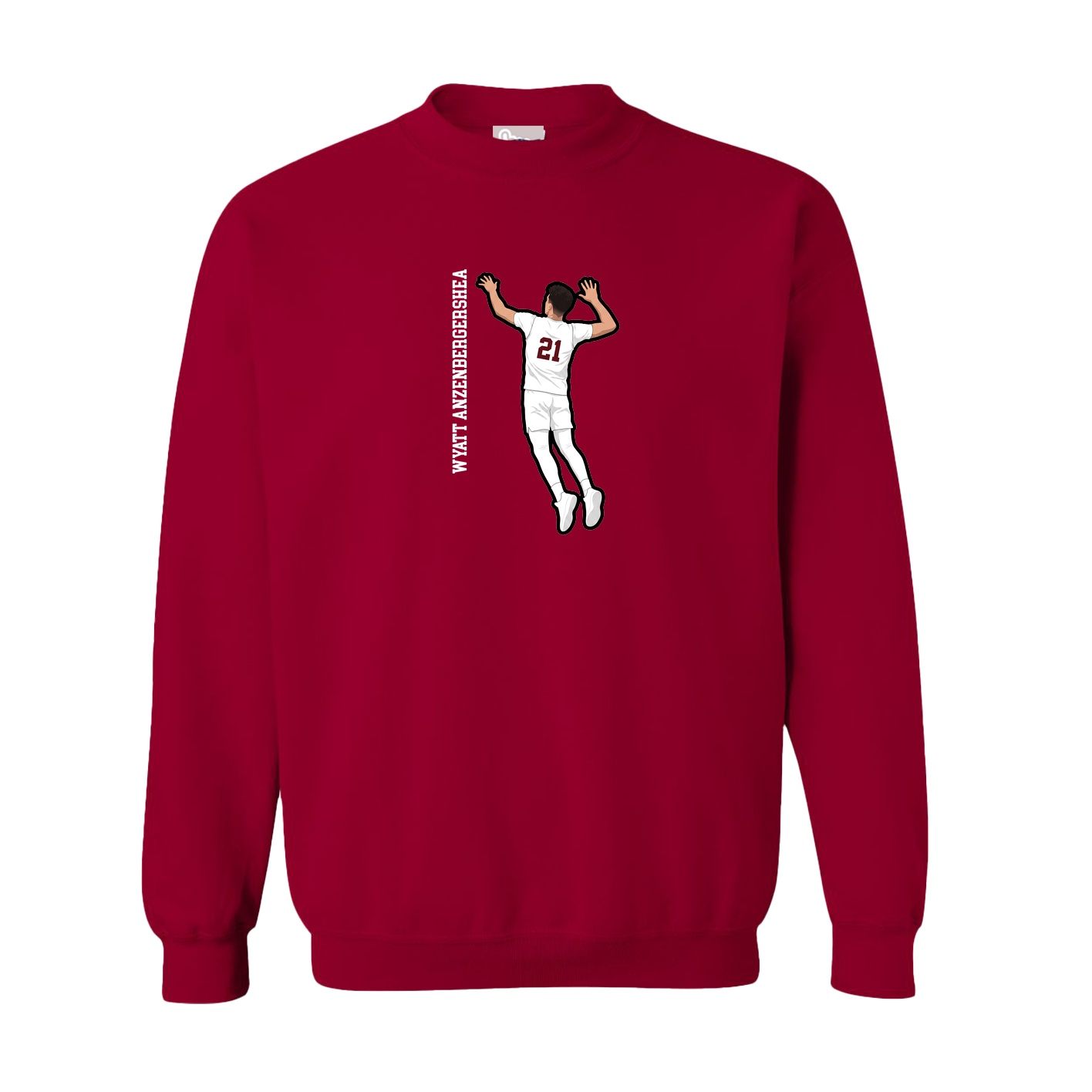 Fleece Crew — Name Vertical in Cardinal
