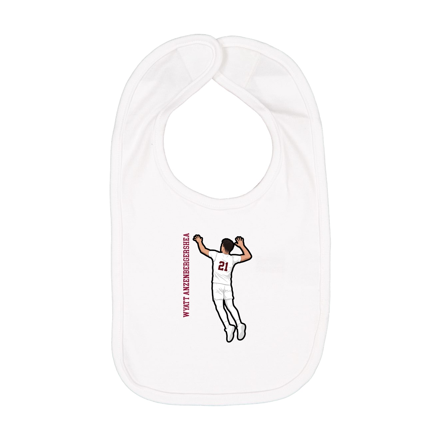 Infant Bib — Name Vertical in White