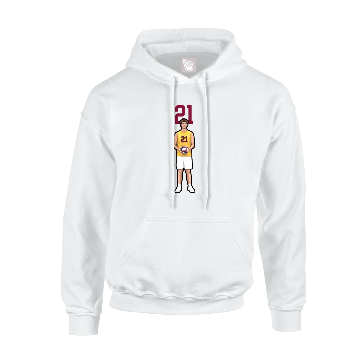 Youth Hoodie — Number Top in White