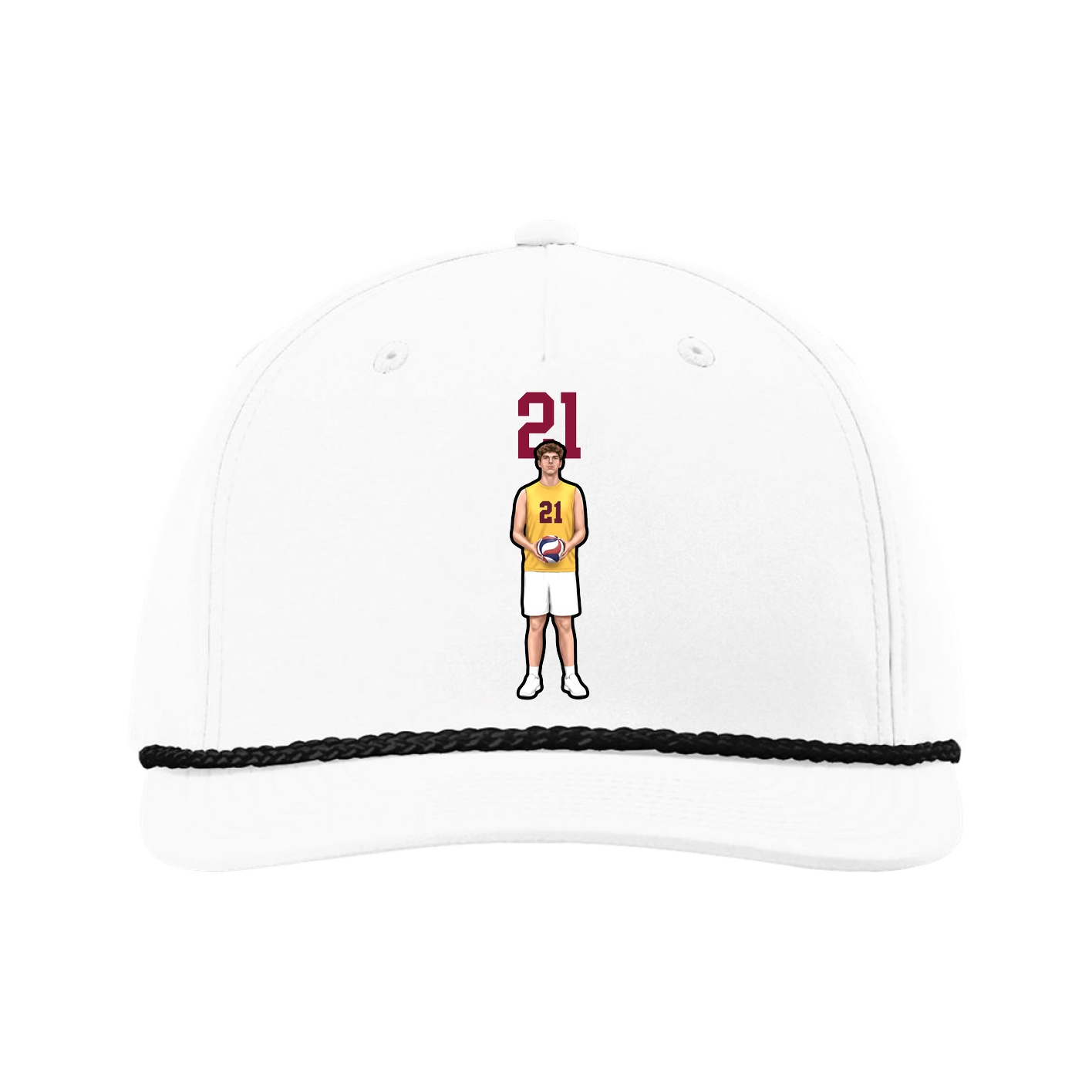 Five-Panel Classic Rope Cap — Number Top in White