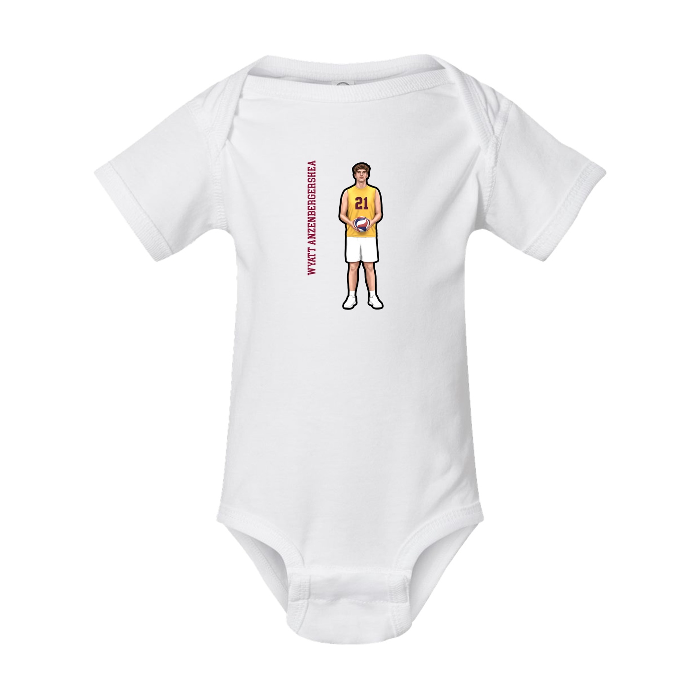 Baby Onesie — Name Vertical in White