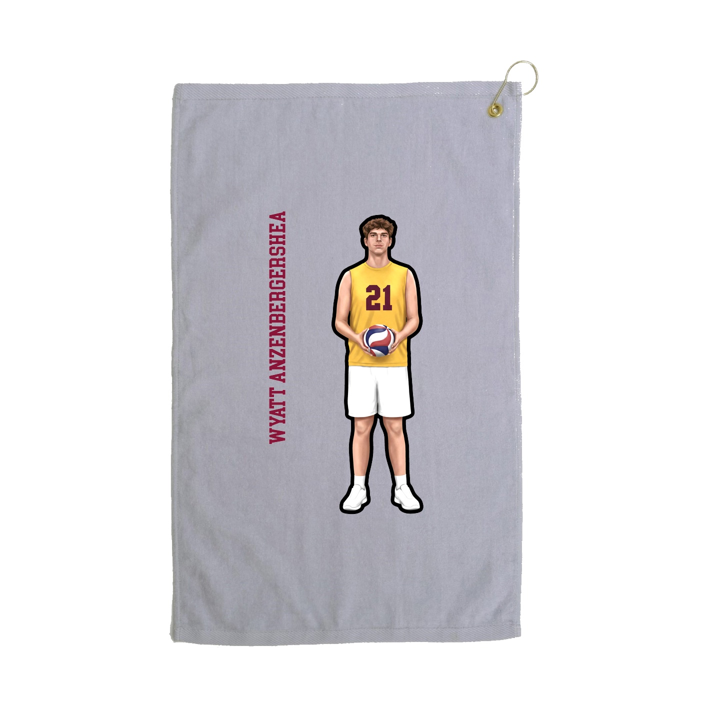 Golf Towel — Name Vertical in Grey