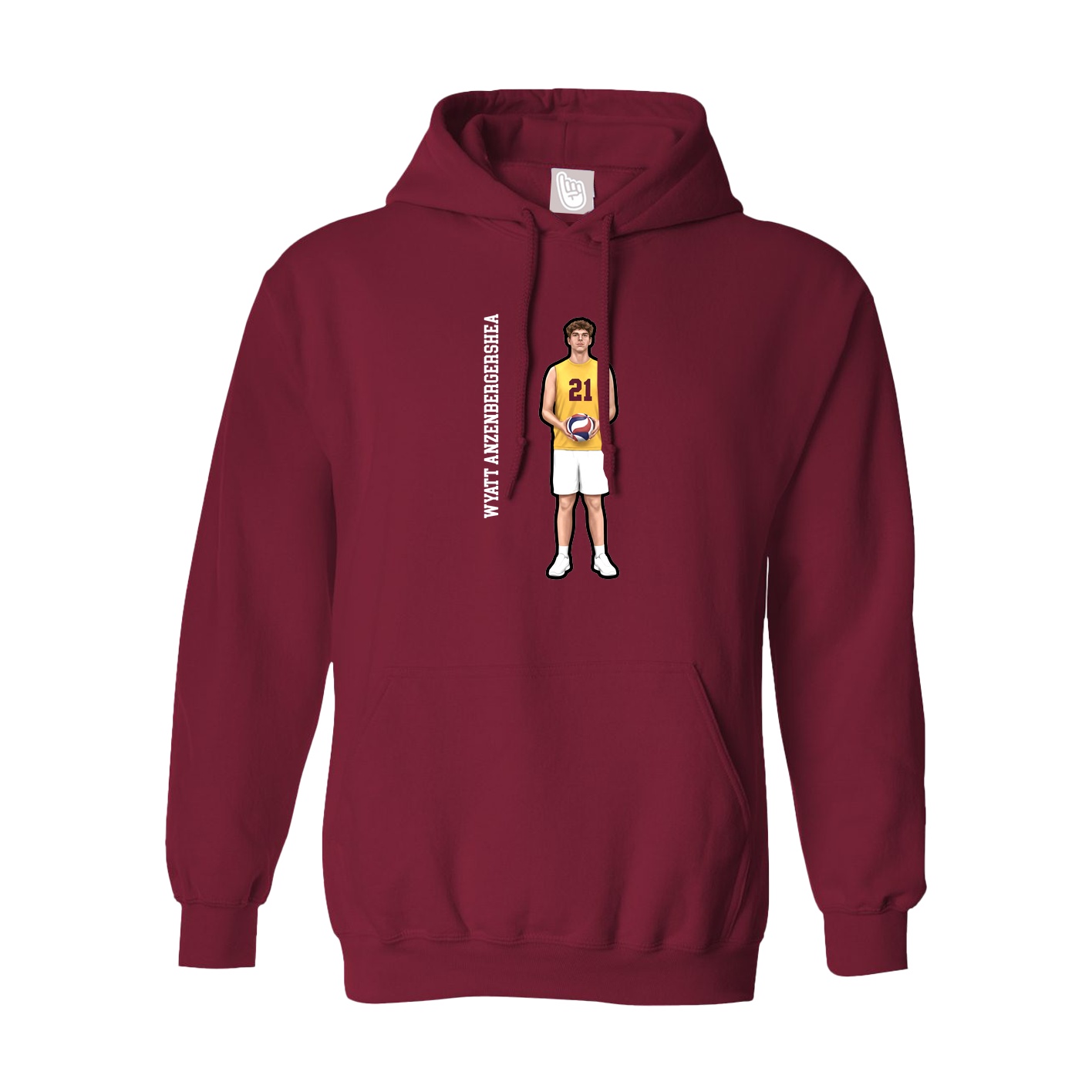 Hoodie — Name Vertical in Cardinal
