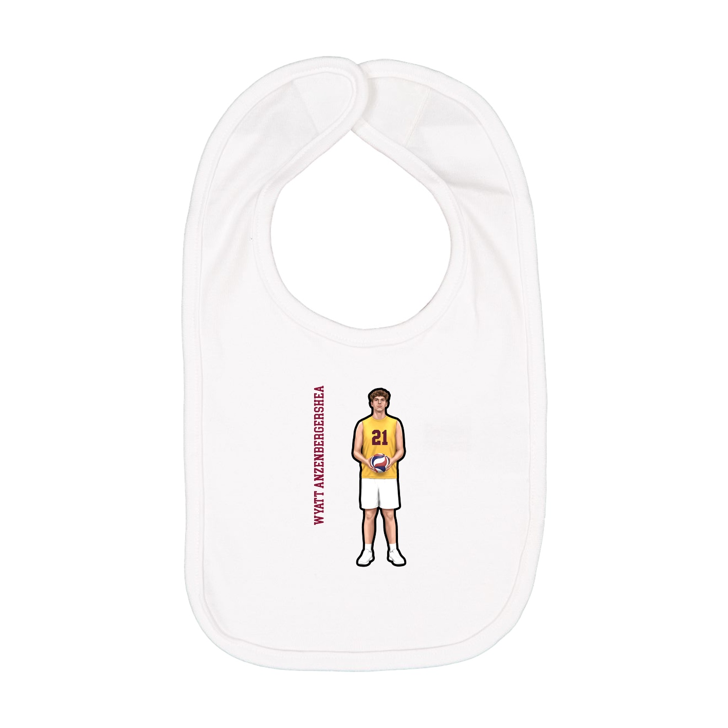 Infant Bib — Name Vertical in White