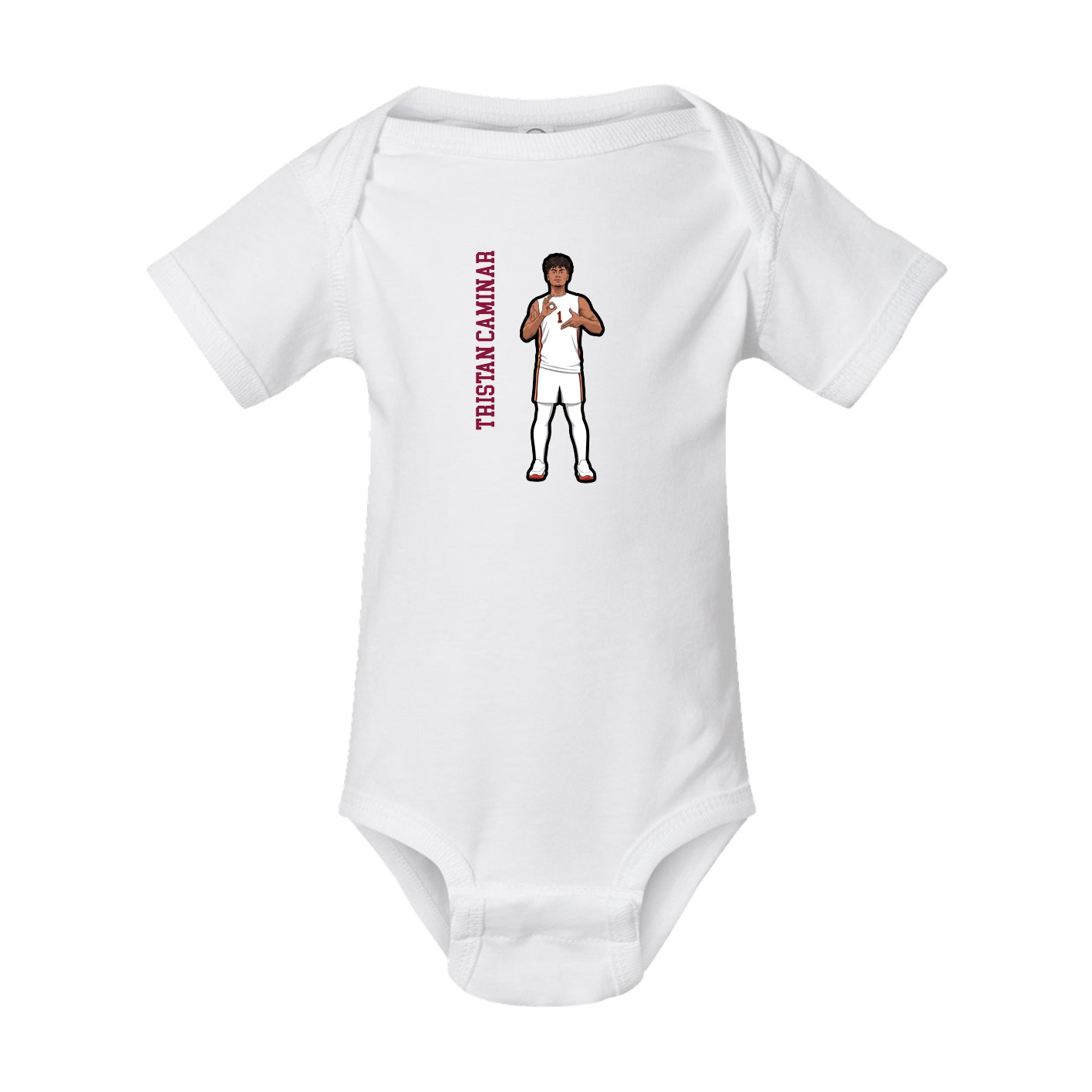 Baby Onesie — Name Vertical in White