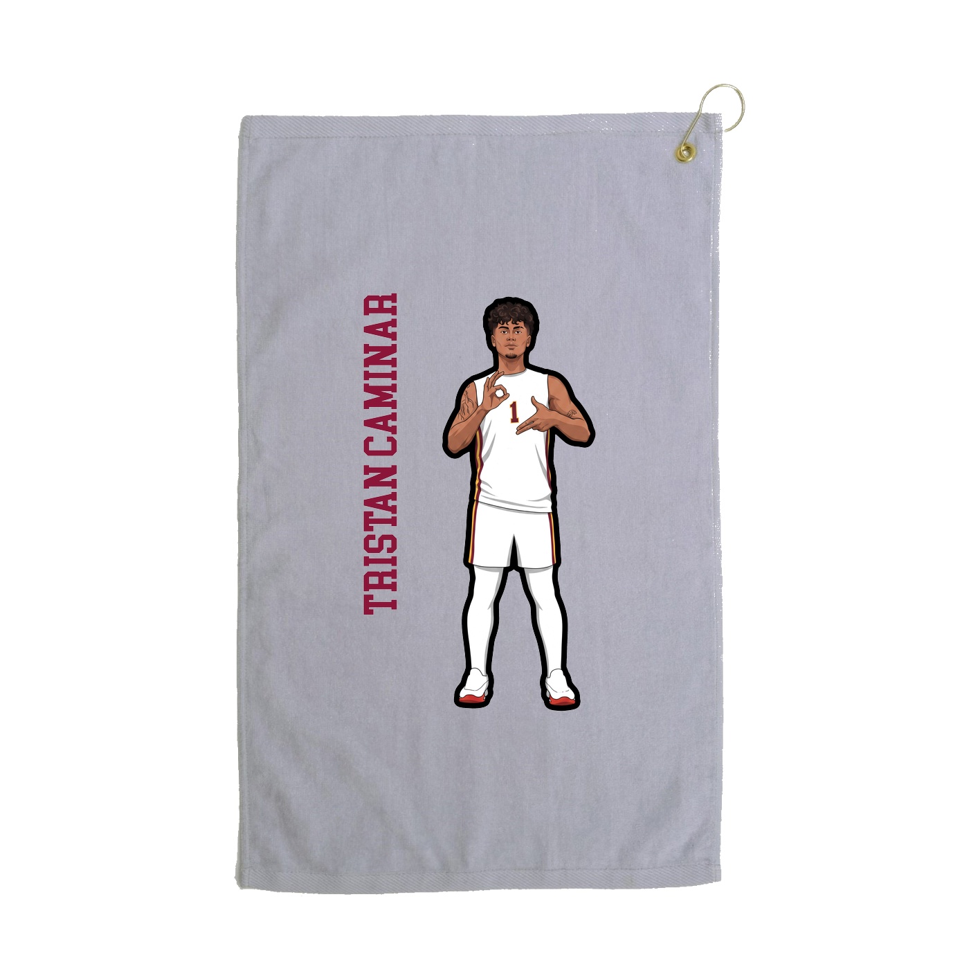 Golf Towel — Name Vertical in Grey