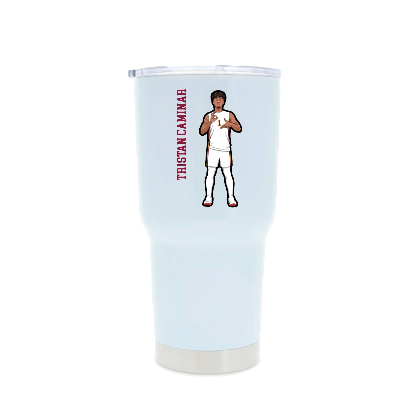 30oz Stainless Steel Tumbler — Name Vertical in White