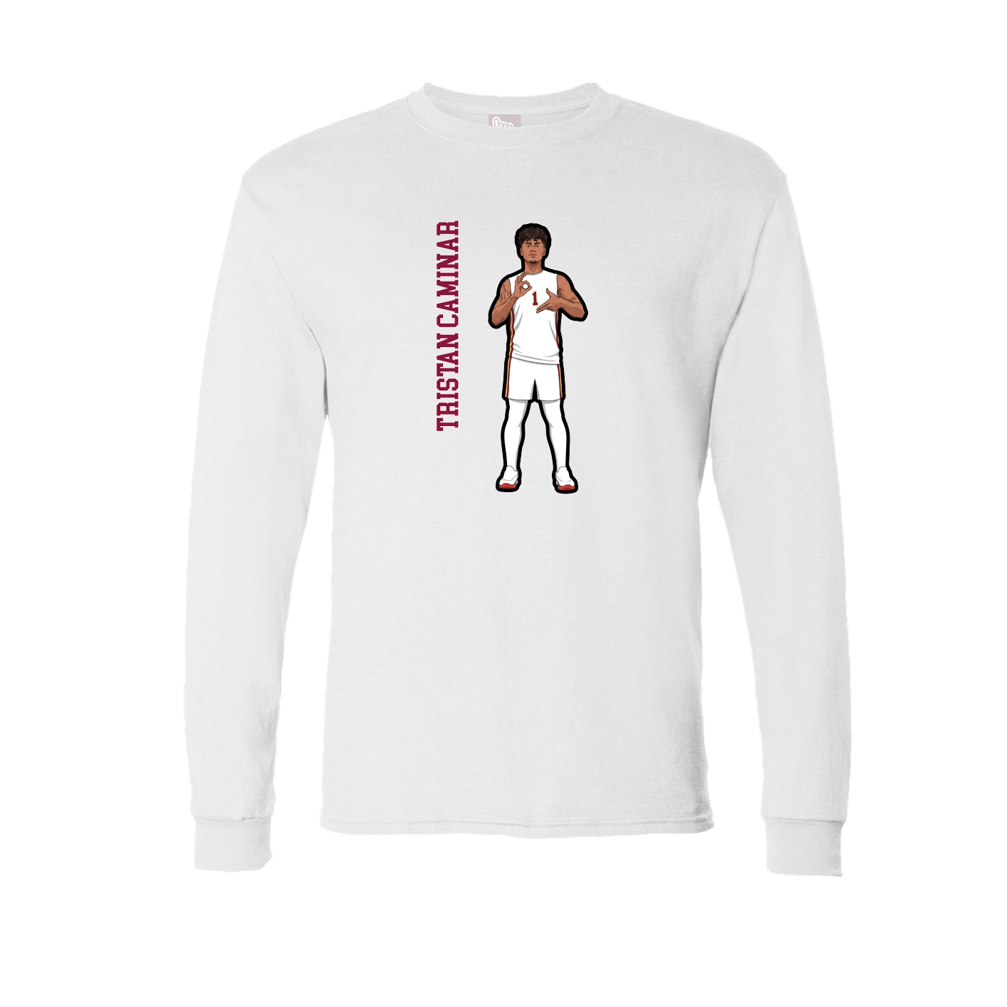Long Sleeve Tee — Name Vertical in White