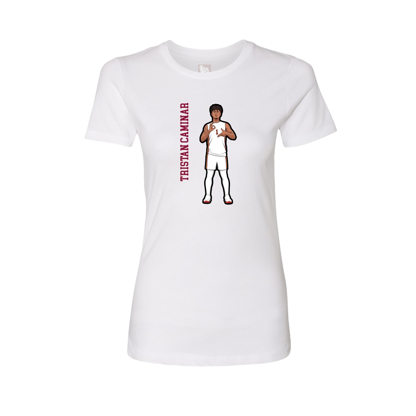 Fitted Women's Tee — Name Vertical in White