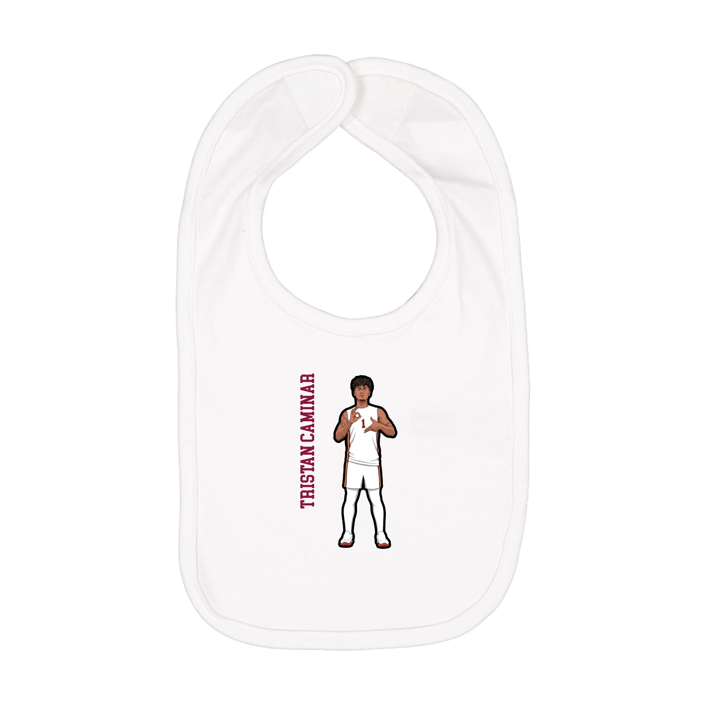 Infant Bib — Name Vertical in White