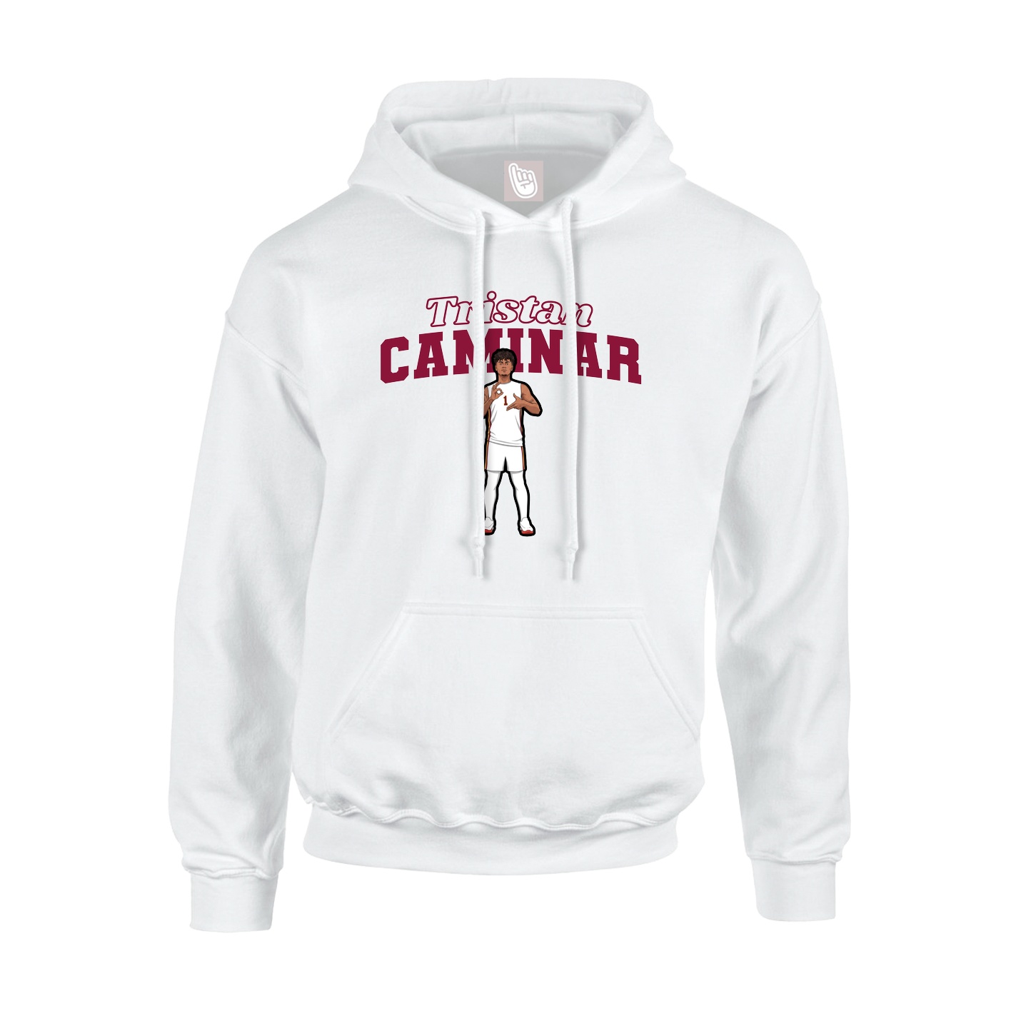 Youth Hoodie — Name Arch in White