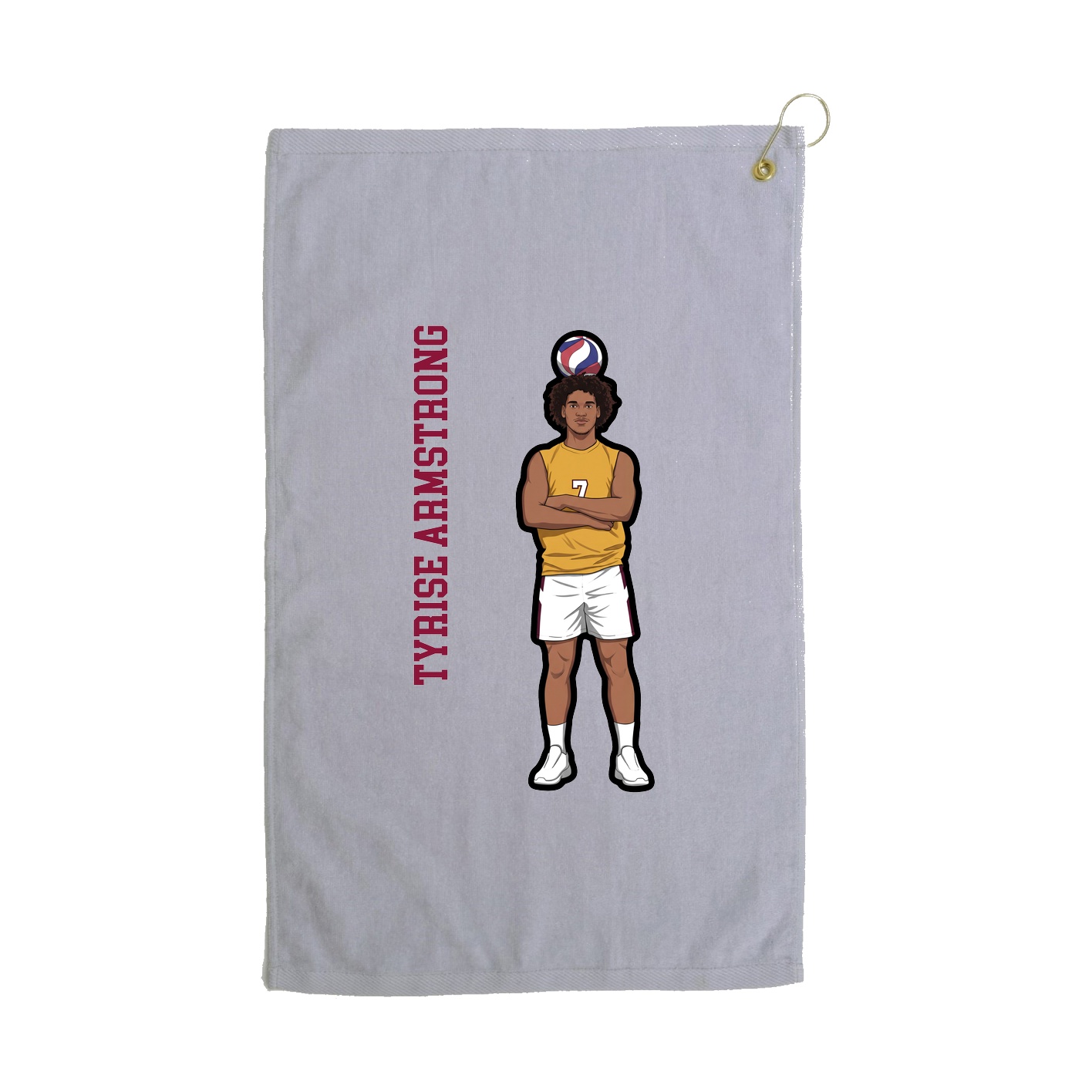 Golf Towel — Name Vertical in Grey