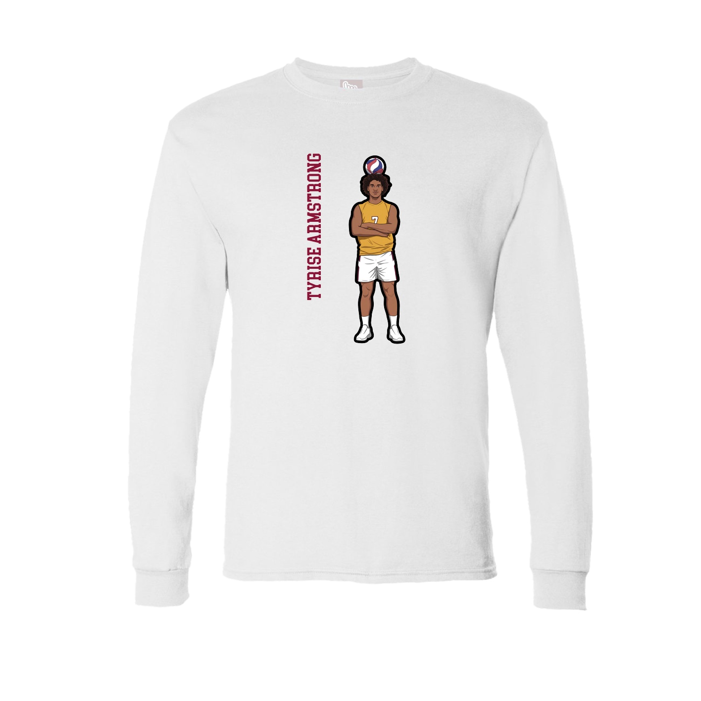 Long Sleeve Tee — Name Vertical in White