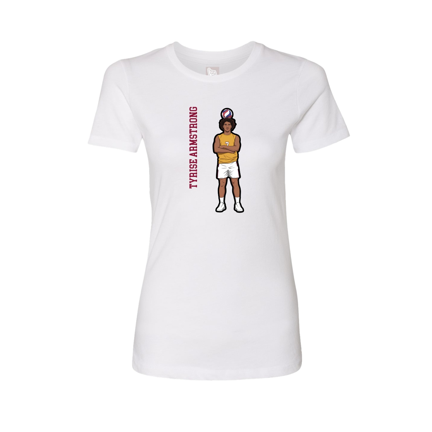 Fitted Women's Tee — Name Vertical in White