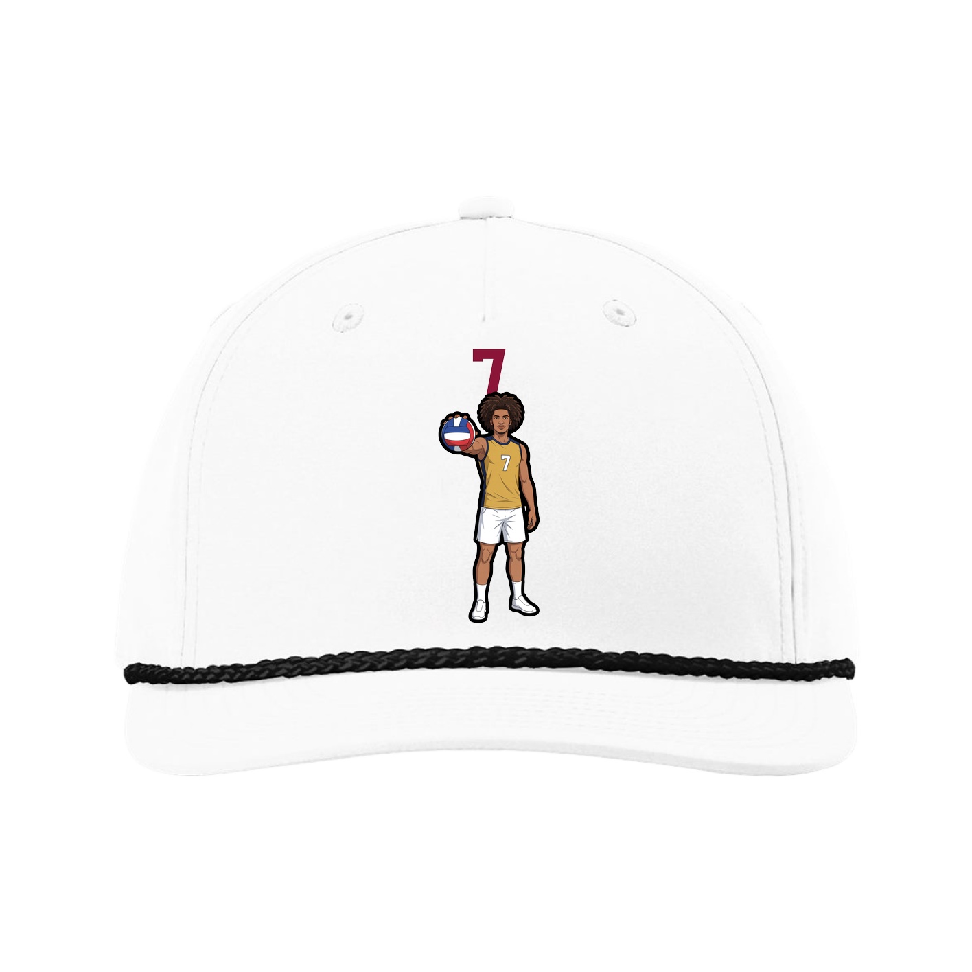Five-Panel Classic Rope Cap — Number Top in White