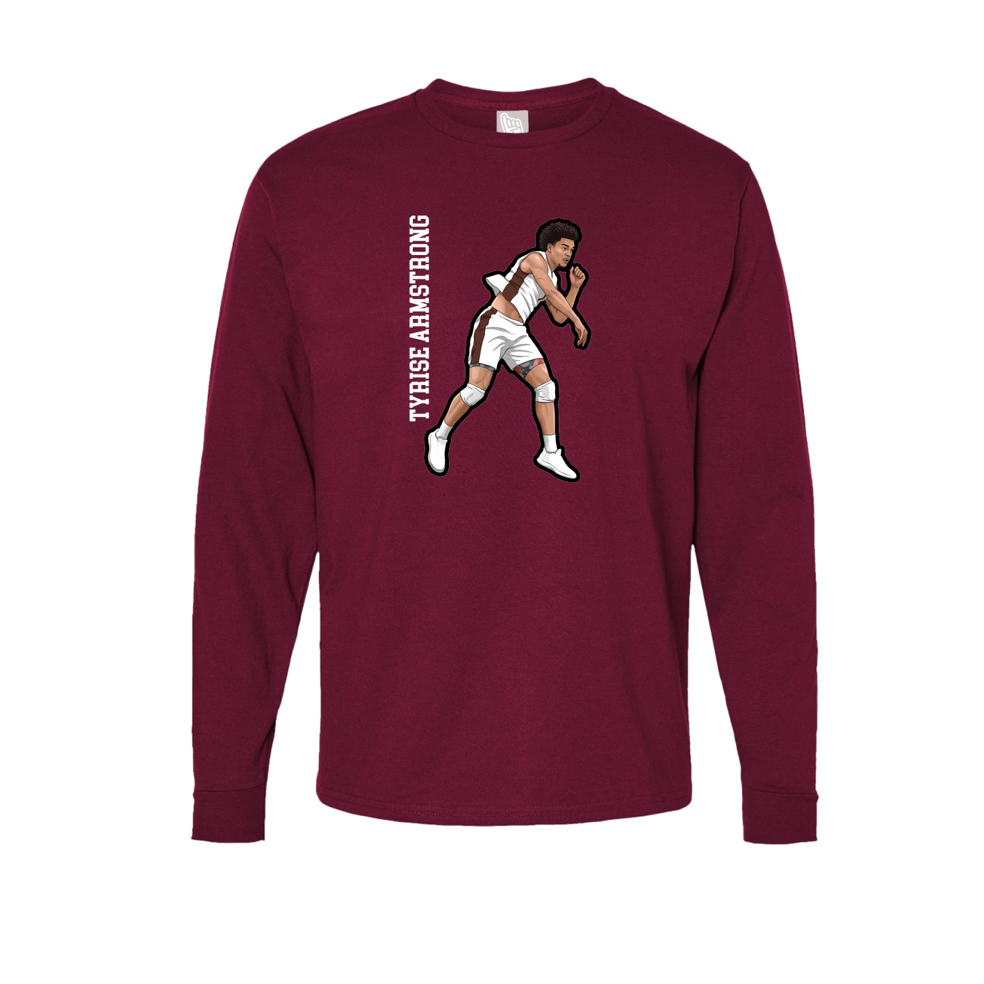 Long Sleeve Tee — Name Vertical in Cardinal