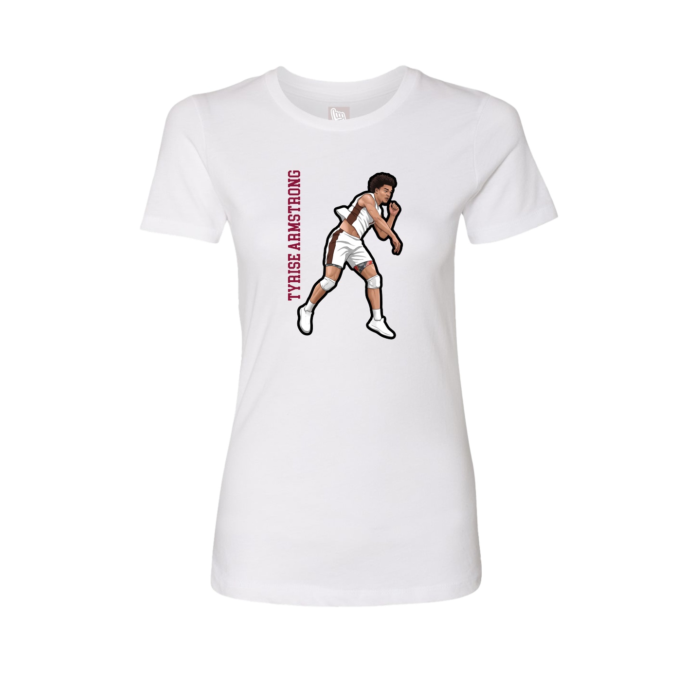 Fitted Women's Tee — Name Vertical in White