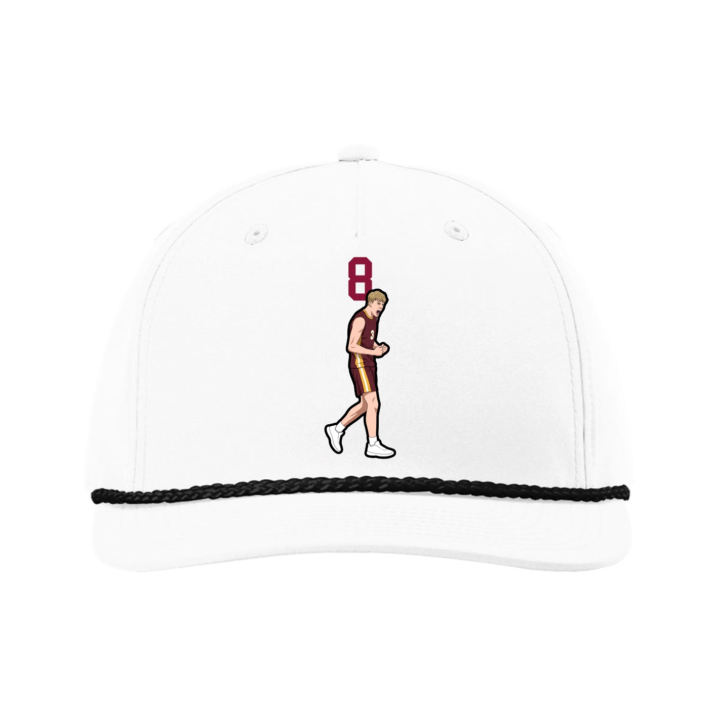Five-Panel Classic Rope Cap — Number Top in White