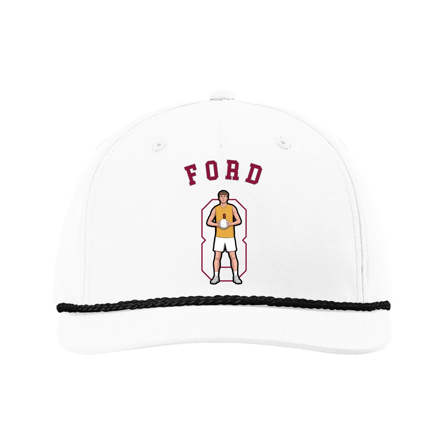 Five-Panel Classic Rope Cap — Shirsey Arch in White