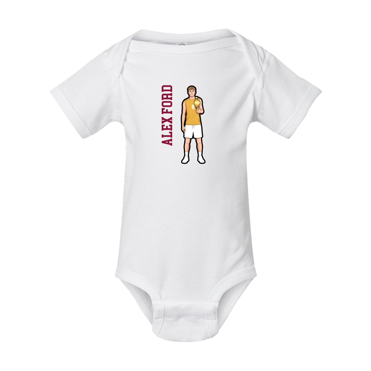 Baby Onesie — Name Vertical in White