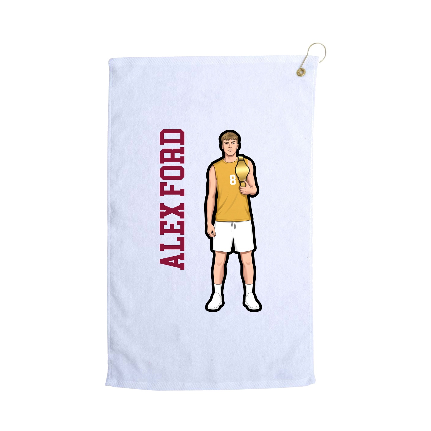 Golf Towel — Name Vertical in White