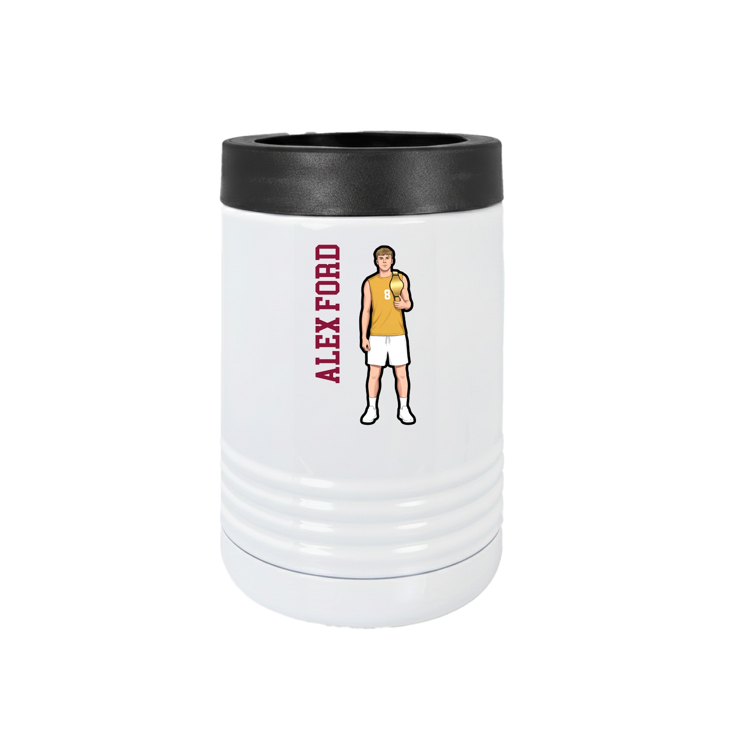 Beverage Holder — Name Vertical in White
