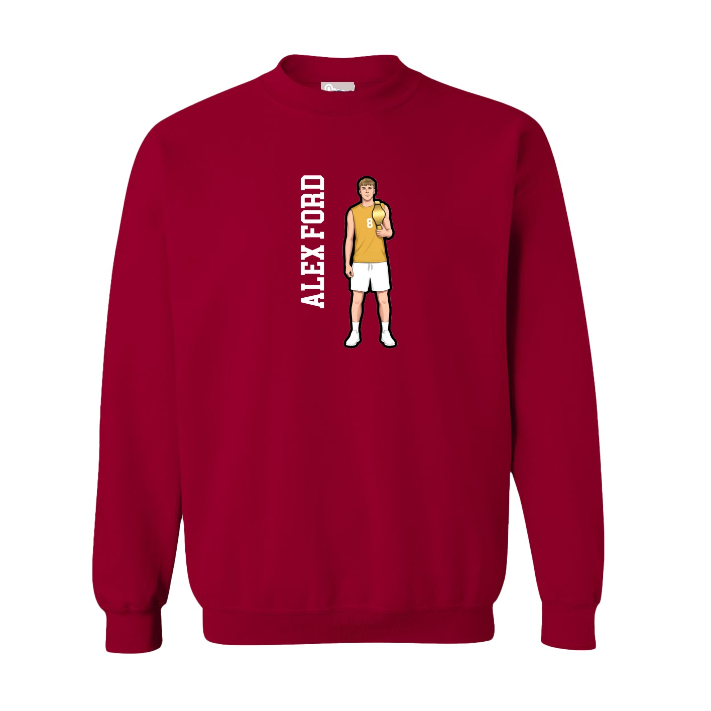 Fleece Crew — Name Vertical in Cardinal