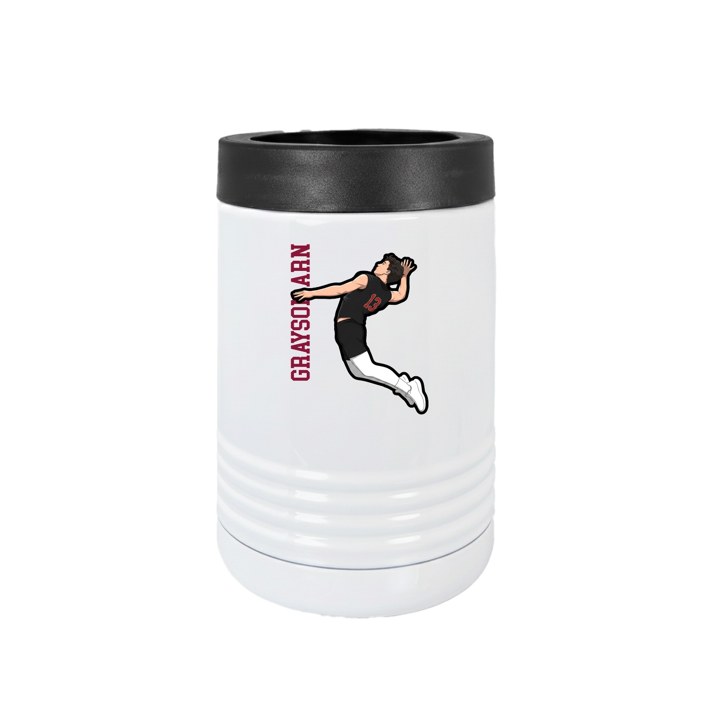 Beverage Holder — Name Vertical in White
