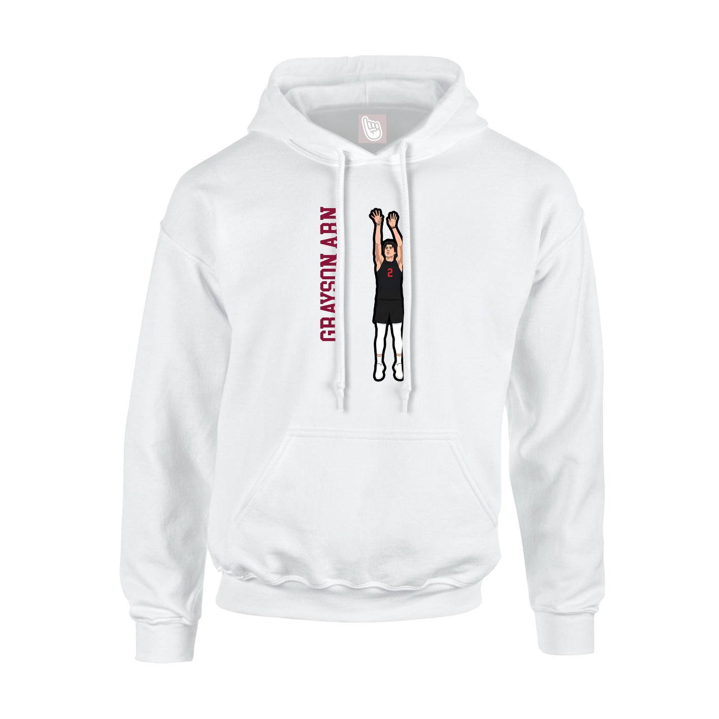 Youth Hoodie — Name Vertical in White
