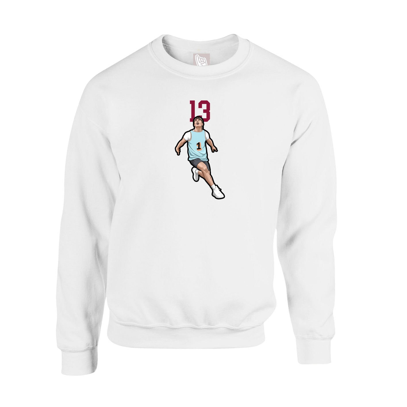Fleece Crew — Number Top in White