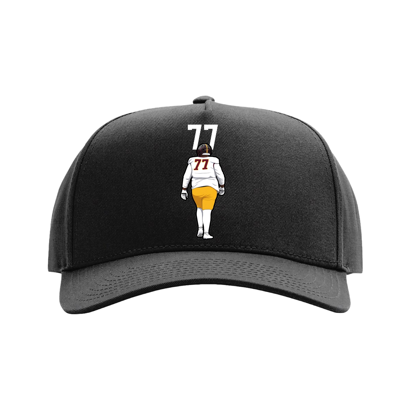 Full Fabric Five-Panel Champ Cap — Number Top in Black