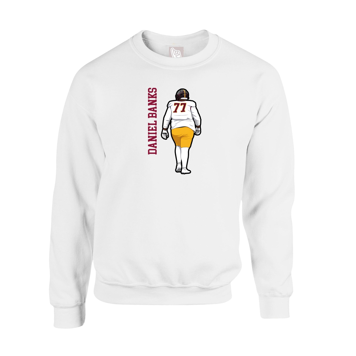 Fleece Crew — Name Vertical in White