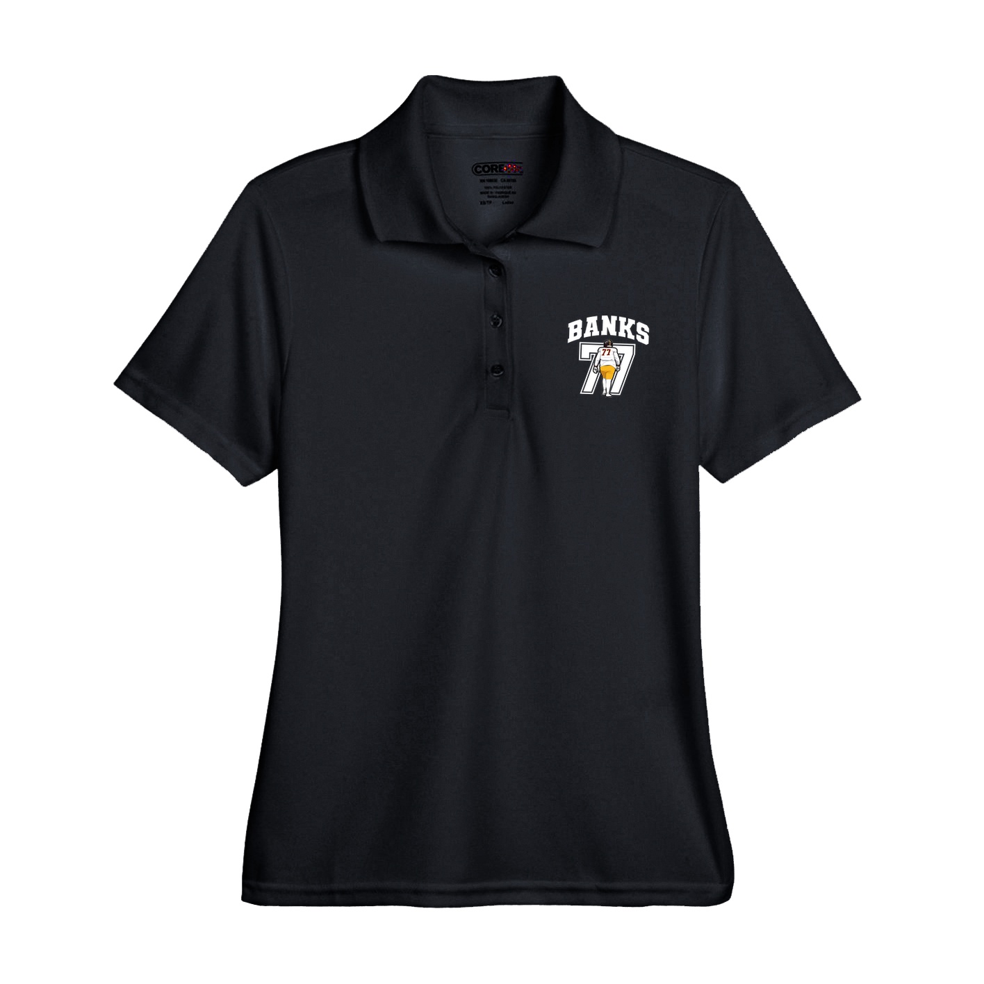Womens Performance Polo — Number in Black