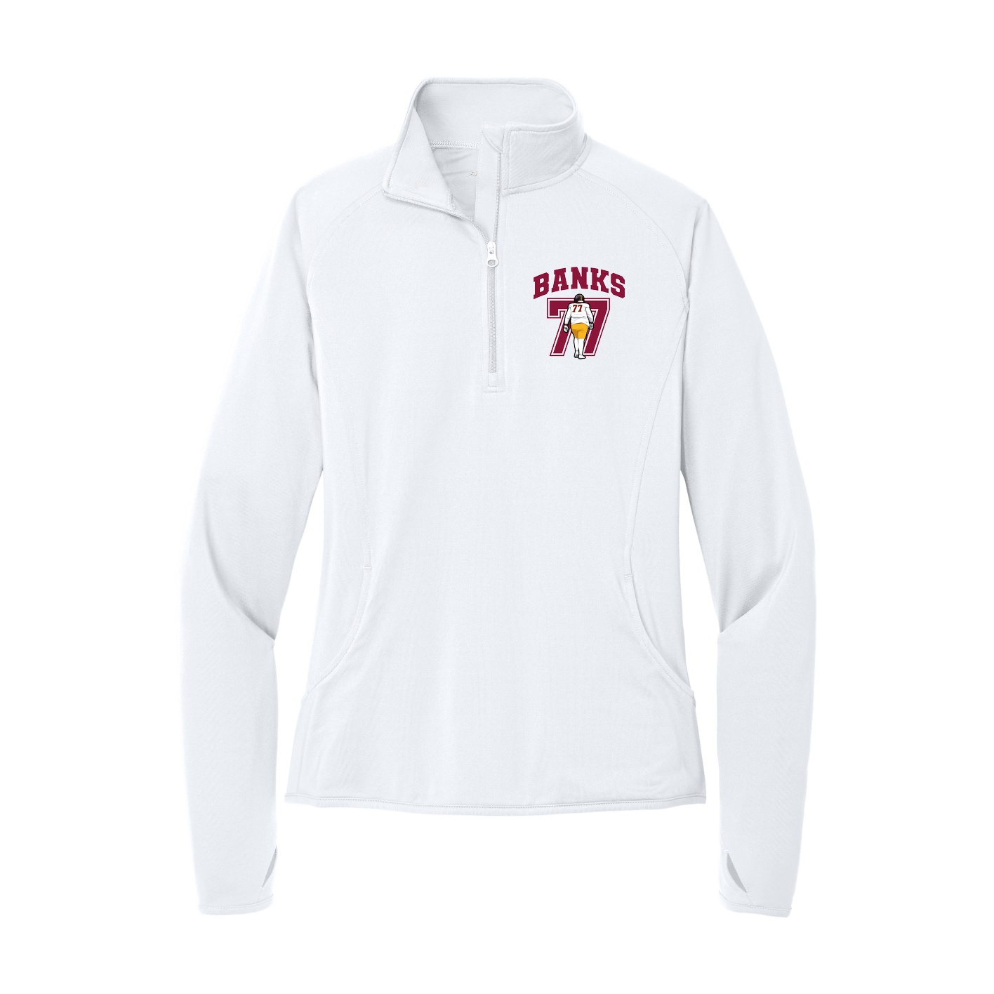 Women's Q-Zip Pullover — Number in White