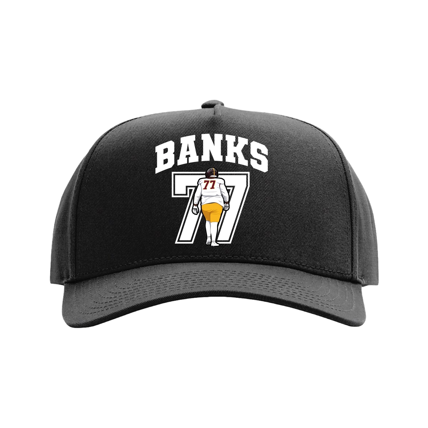 Full Fabric Five-Panel Champ Cap — Number in Black