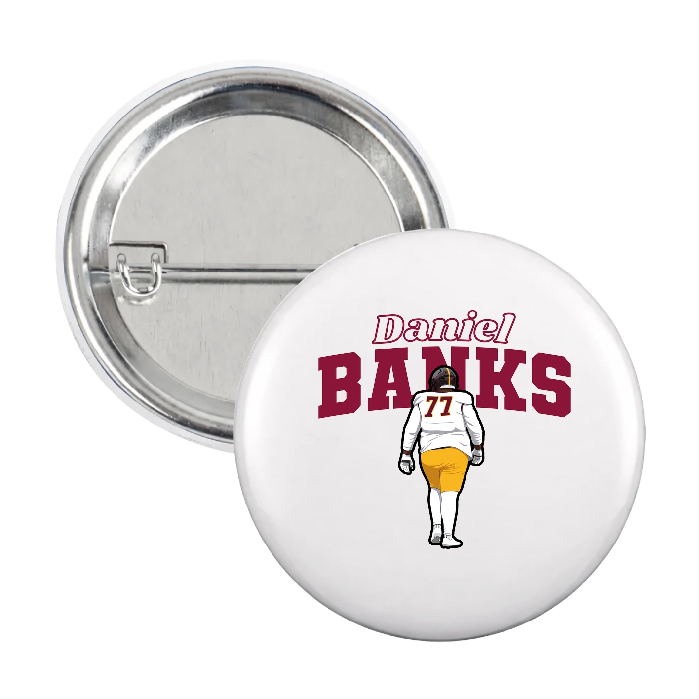 Game Day Button — Name Arch in White