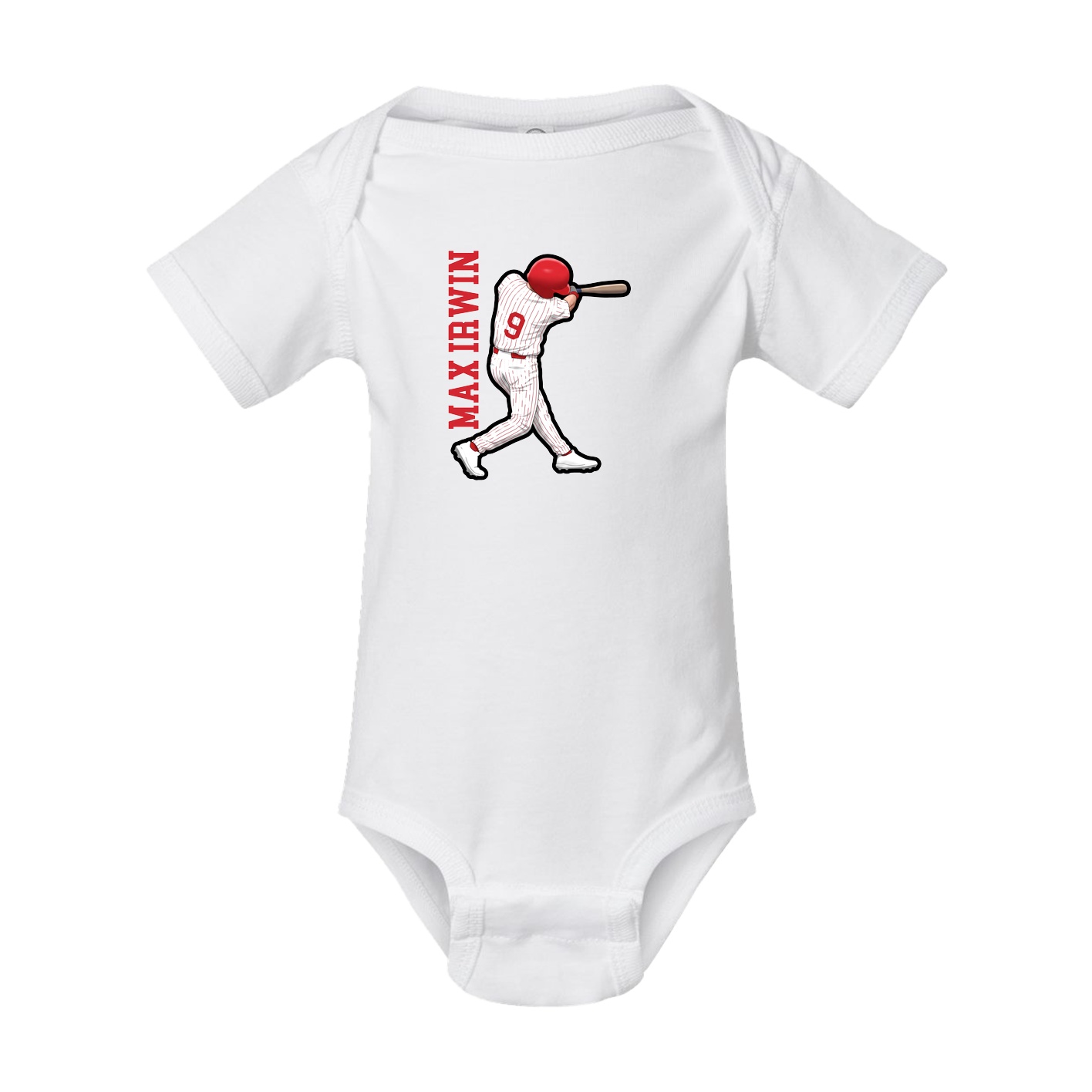 Baby Onesie — Name Vertical in White