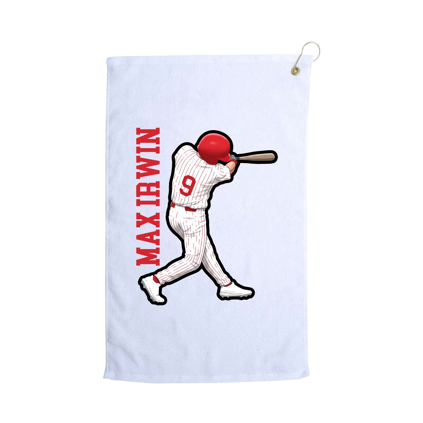 Golf Towel — Name Vertical in White