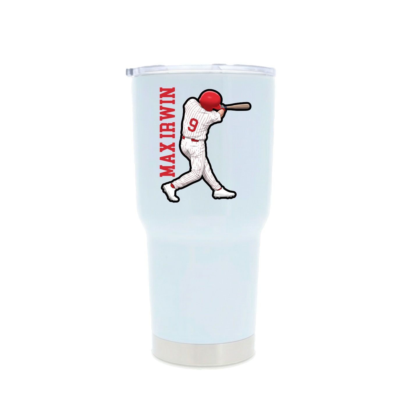 30oz Stainless Steel Tumbler — Name Vertical in White