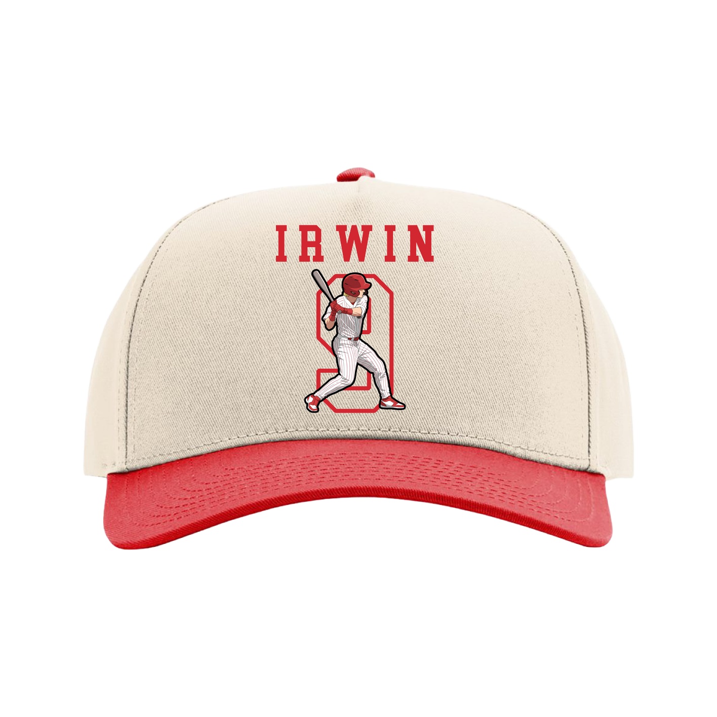 Full Fabric Five-Panel Champ Cap — Shirsey in Cream/Red