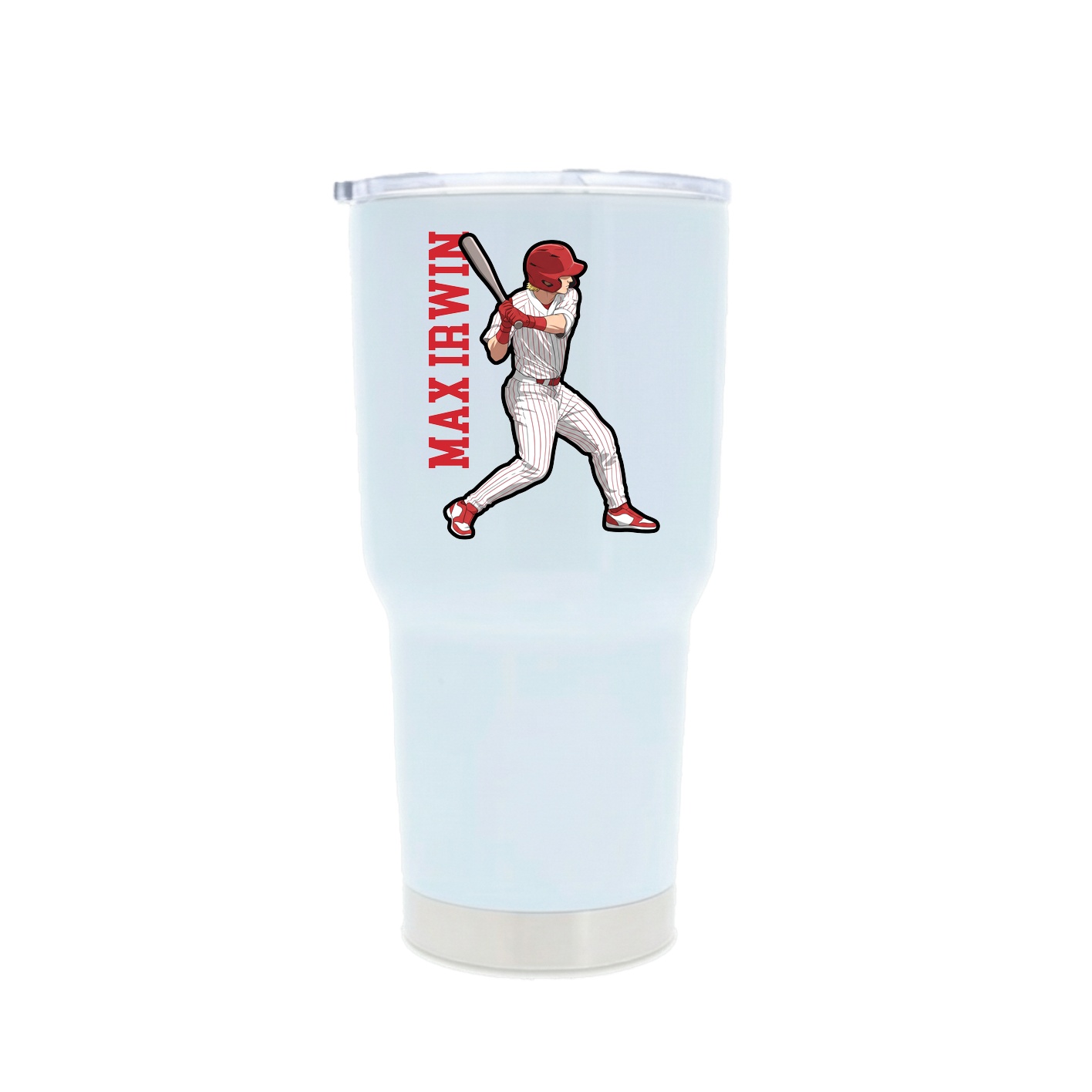 30oz Stainless Steel Tumbler — Name Vertical in White