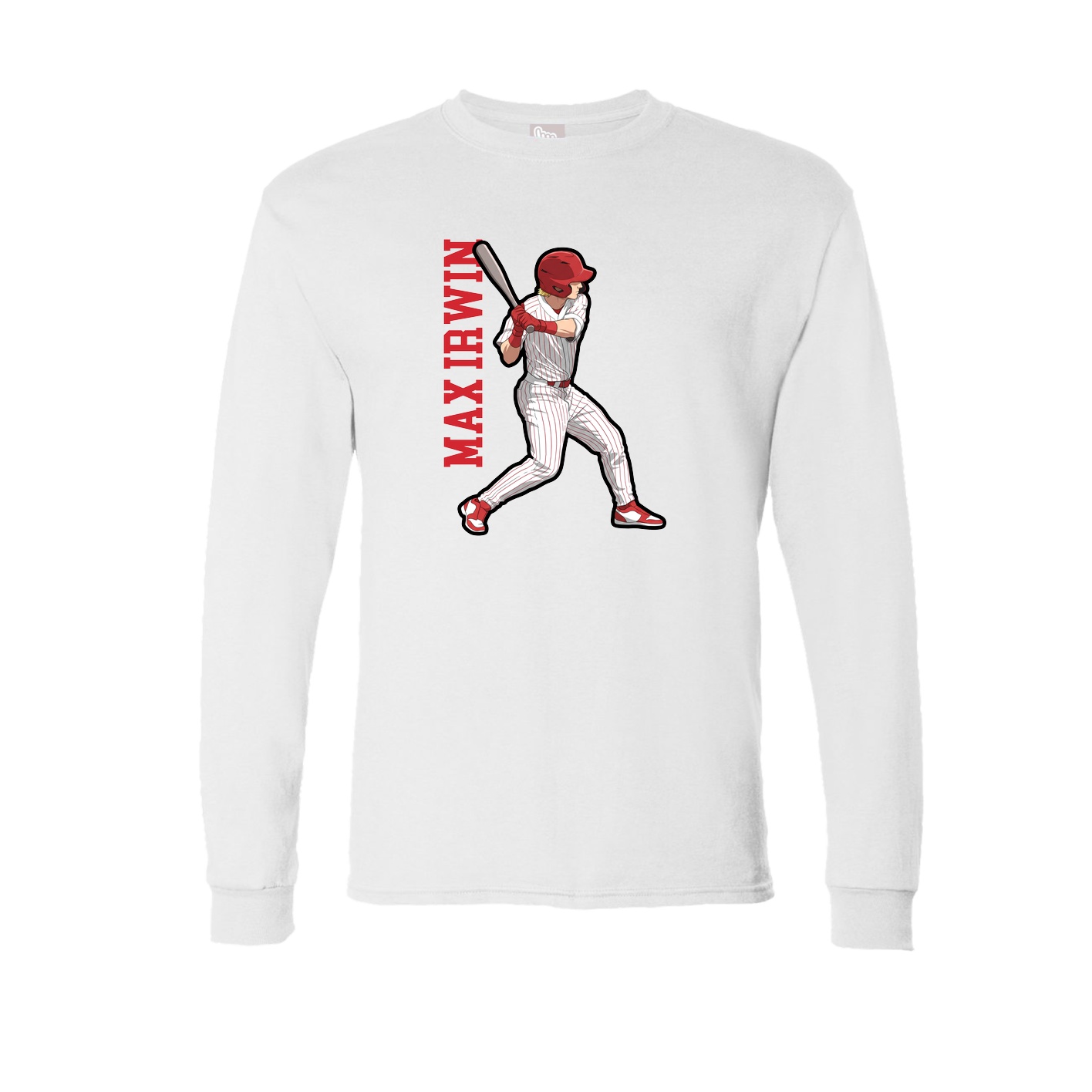 Long Sleeve Tee — Name Vertical in White