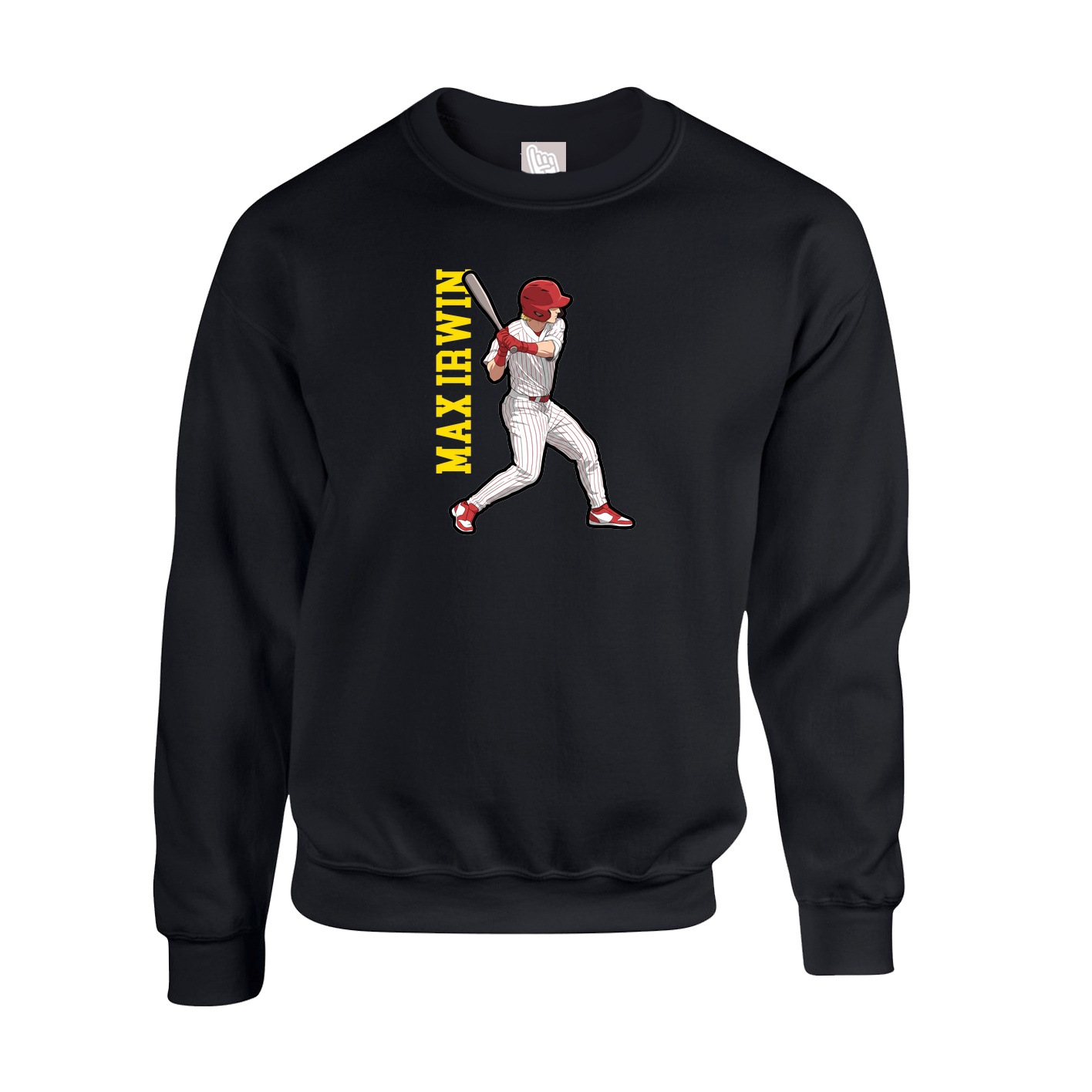 Fleece Crew — Name Vertical in Black