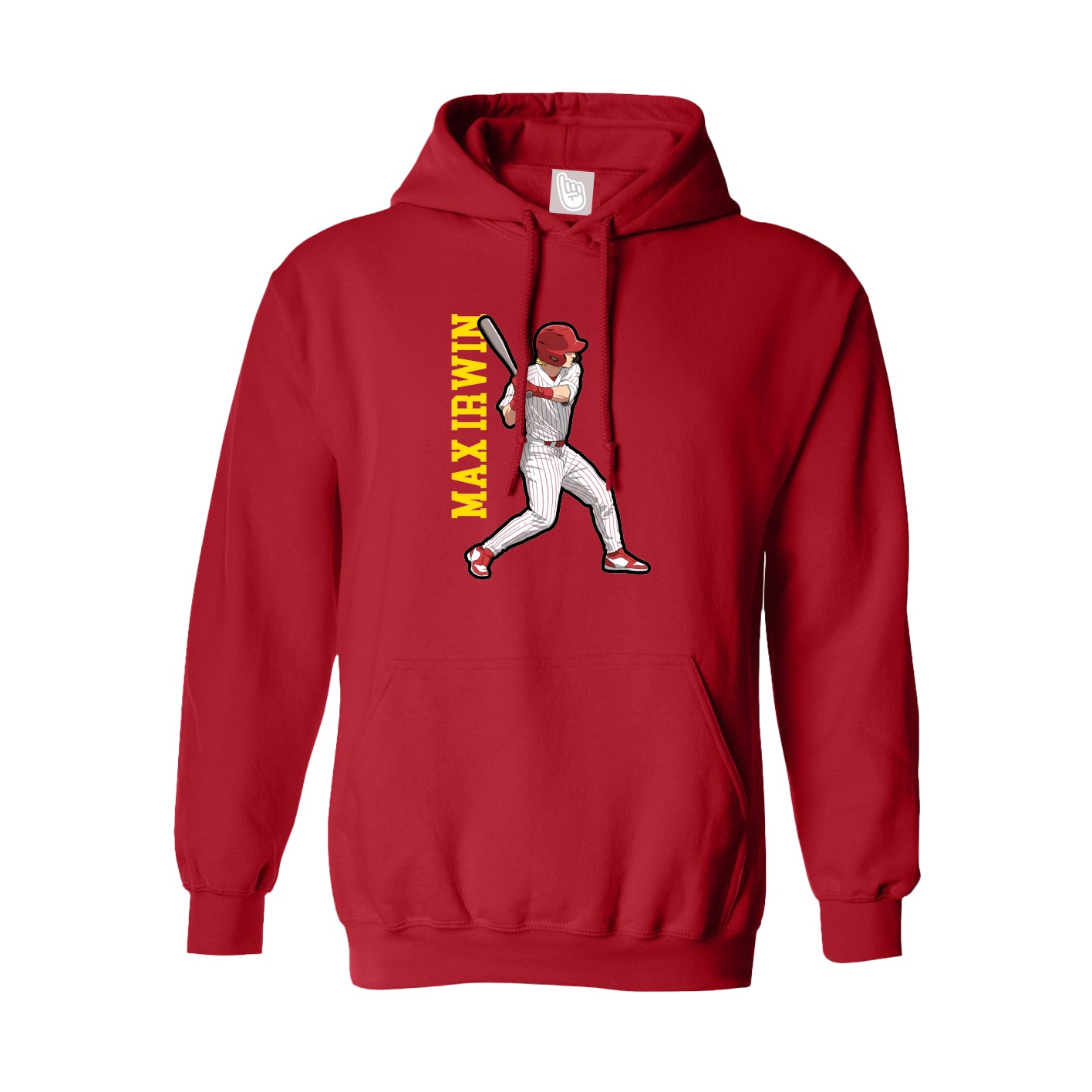 Youth Hoodie — Name Vertical in Red