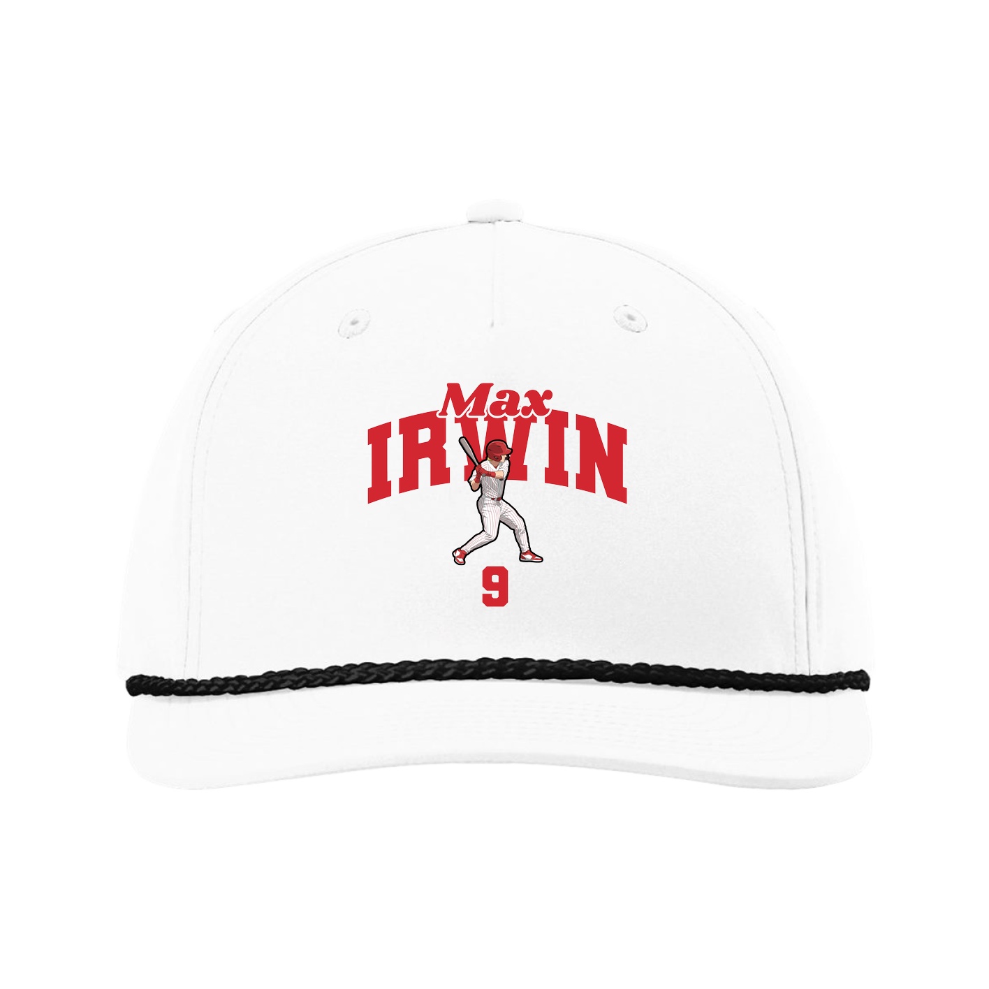 Five-Panel Classic Rope Cap — Signature Arch in White