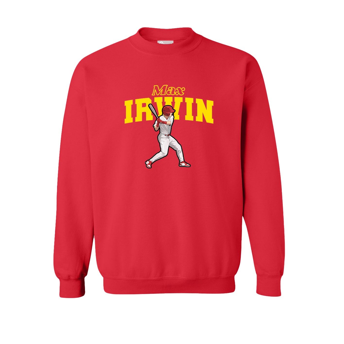 Fleece Crew — Name Arch in Red