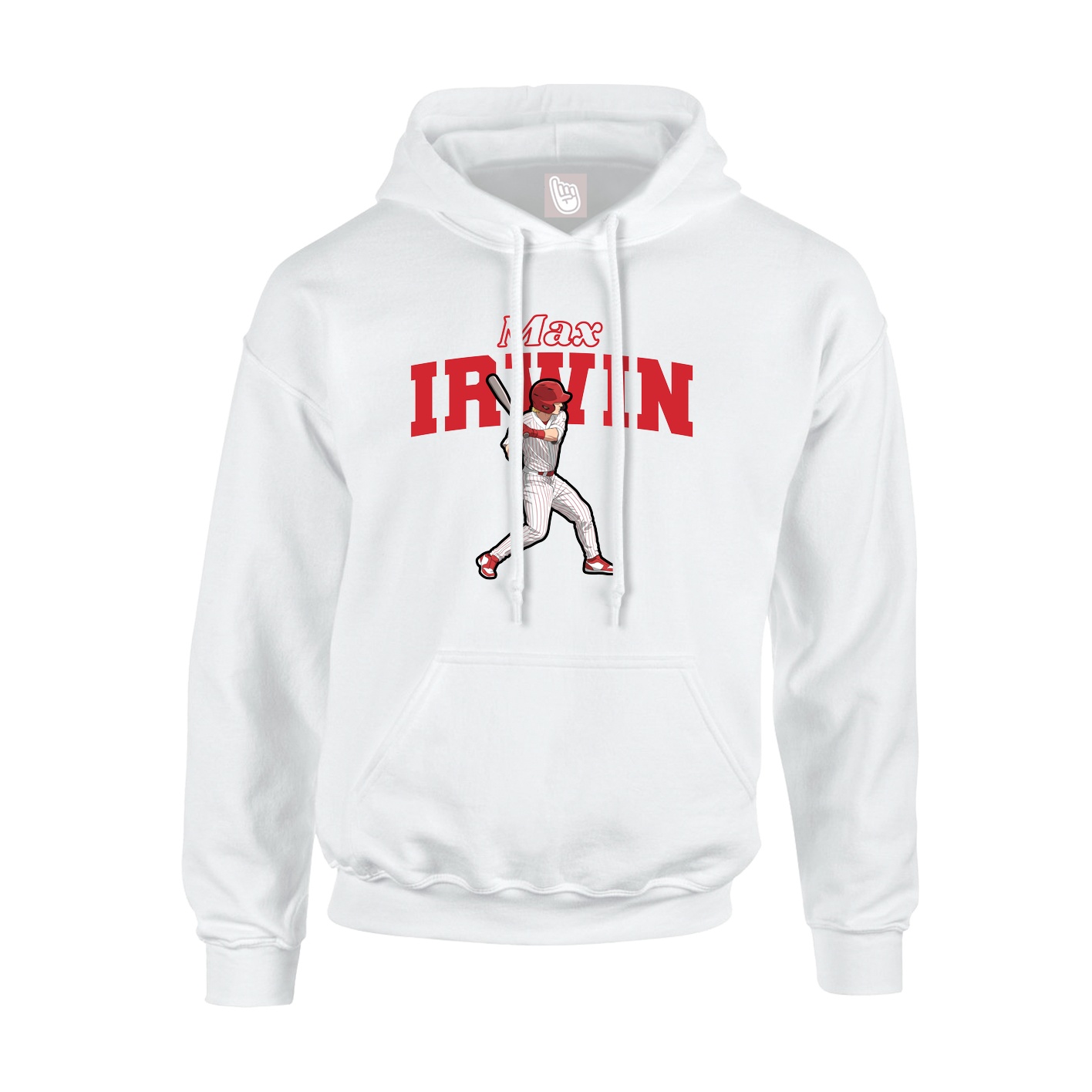 Youth Hoodie — Name Arch in White
