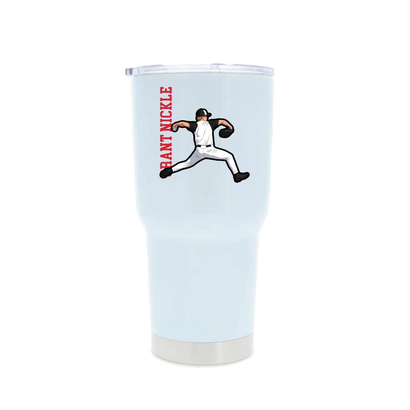 30oz Stainless Steel Tumbler — Name Vertical in White