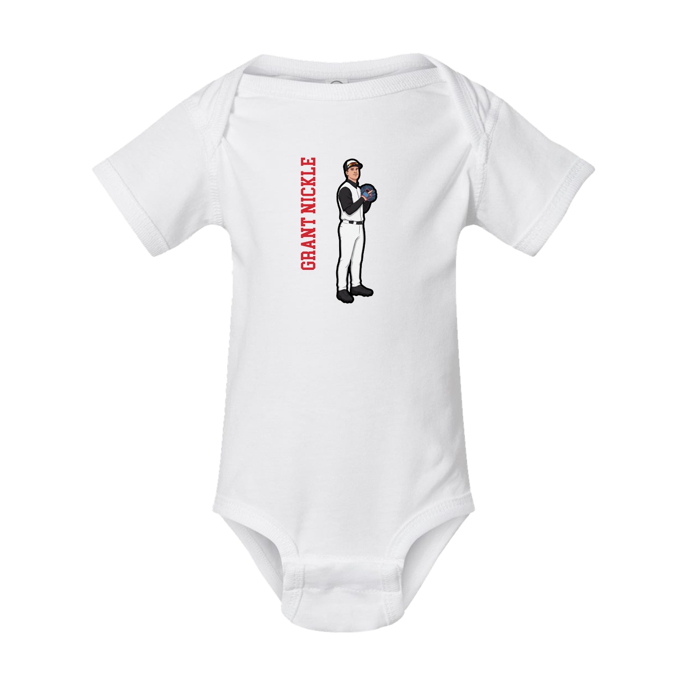 Baby Onesie — Name Vertical in White
