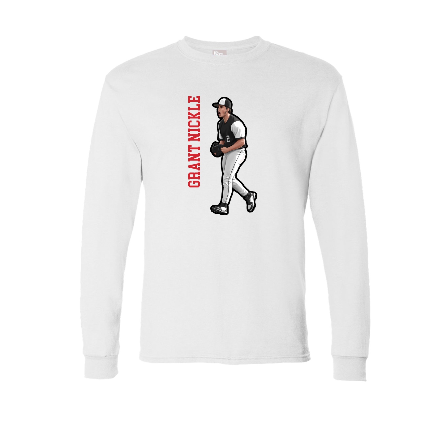 Long Sleeve Tee — Name Vertical in White